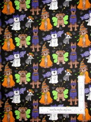 Halloween Puppy Dog Animals in Costumes Black Cotton Fabric Traditions By Yard