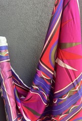 Italian Deadstock 100% Silk Twill 69 GSM Fabric Panel 22”x44” Emilio Pucci Logo