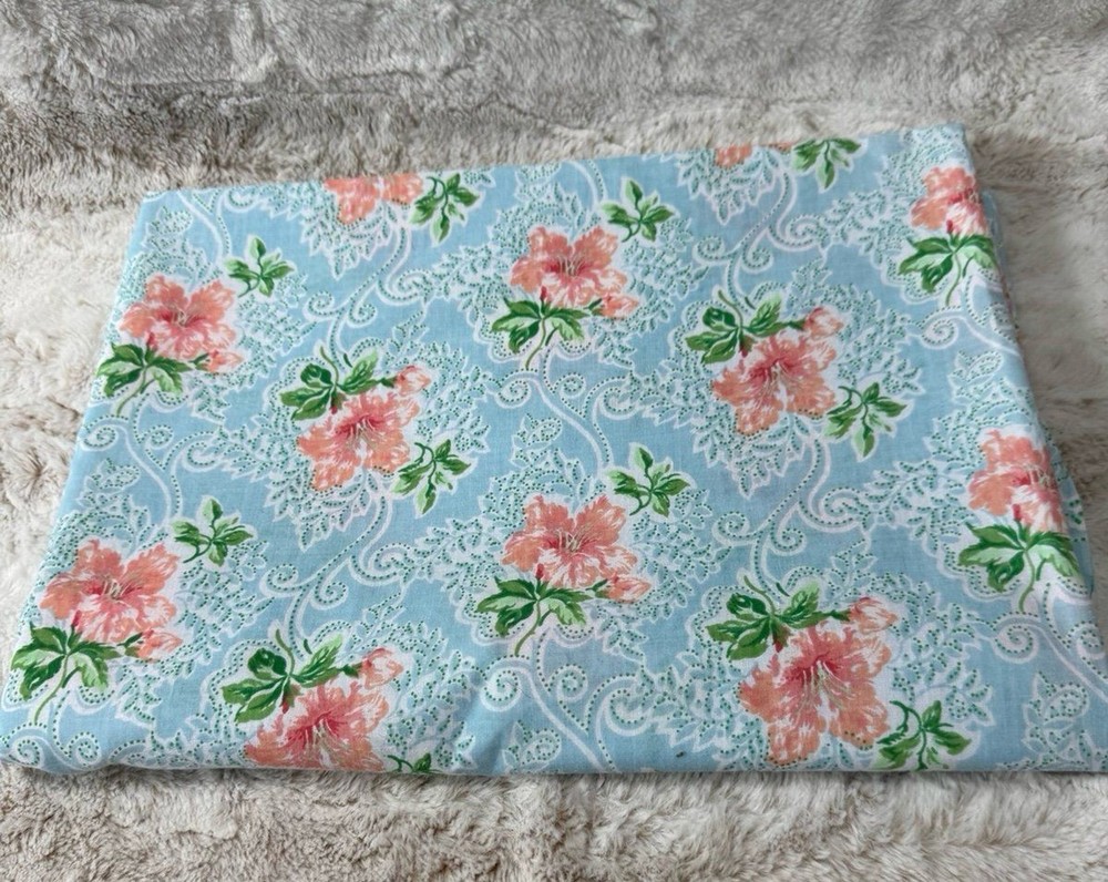 VTG 70s LADY PEPPERELL No-Iron Muslin Presslin 50/50 Flat Sheet Full USA 64”x96”