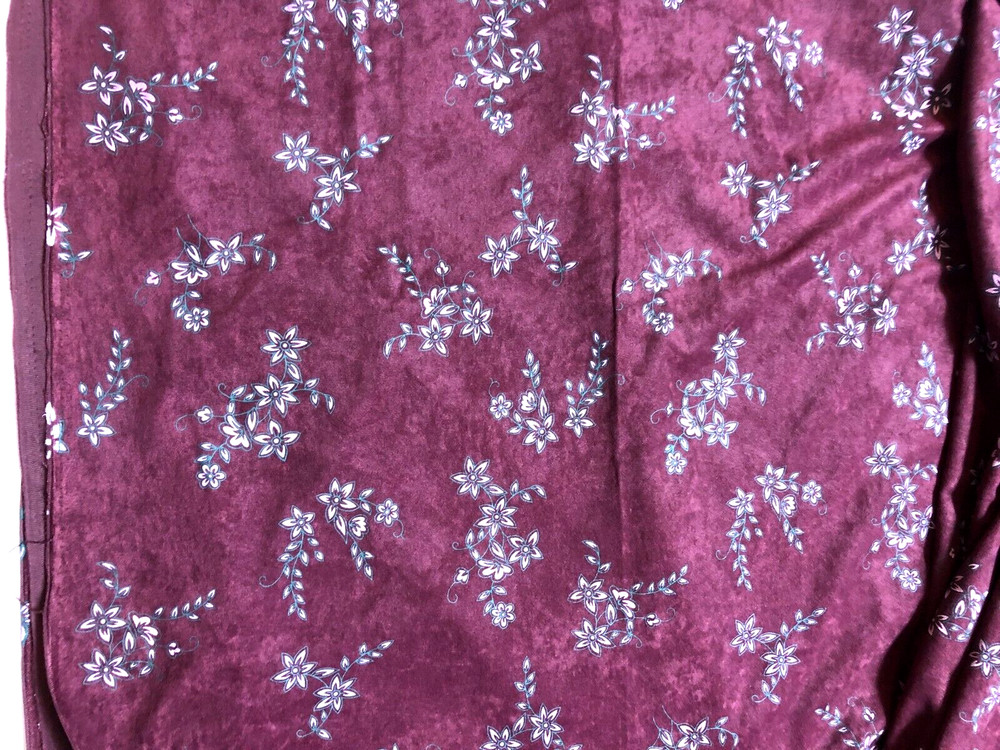 Suede Look Floral Maroon Knit Fabric 3 Yards 60″ Wide Unbranded