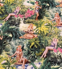 VINTAGE NWOT 4 Yards ROBERT KAUFMAN Cotton Floral Fabric Girls Bikinis Hawaiian