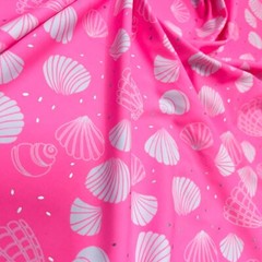 Spandex Fabric Pink Clam Shell Print 4-way Stretch 60″ wide Swimsuit By the Yard