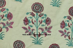 5 Yard Hand Block Print Handmade Cotton Indian Natural Flower Print Fabric Art