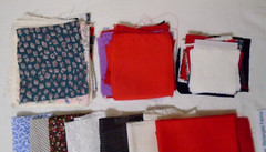Lot (31 pcs) Mix Cut Craft Blocks, Squares, Rectangles Vintage Fabrics