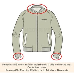 Rib Knit Cuff & Waistband Ribbing Trim Welts. Revamp Bomber Jackets,Hoddies