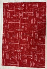 Solarium Outdoor Fabric Sailing Sailboats 1 Yard Red RichLoom Screen Print 54”