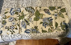 2pc Blue Floral Textured Upholstery Fabric 54”x36”Wide w/ONE Selvage+12”x29”