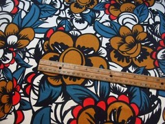 Fabric Mustard Blue Floral Density stretch cotton 54″ x 36″ 84