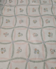American legacy fabric beige polished cotton w/vines and small flowers 1981