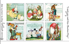 EGG HUNT J. Wecker Frisch RETRO VINTAGE EASTER BLOCKS FABRIC R BLAKE PANEL 23″