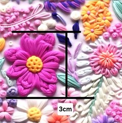 3D Flower Floral embroidered look FAUX LEATHER SHEET 8″ x 12″ 1237002 SMOOTH