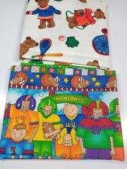 Fabric Lot of 2 Fat Quarters-Playing Bears/Touch Down Football Players-NEW