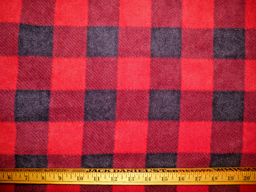 Red & Black Buffalo 2″ Check Plaid Plush Fleece Fabric 2 Yd 60″ wide Anti-Pill