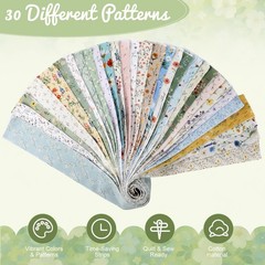 60 PCS Spring Floral Quilting Fabric 2.6×40 Inch Cotton Strips Bundles