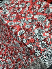 Rayon Challis Fabric By The Yard Coral Hawaiian Floral Tropical Fashion Summer