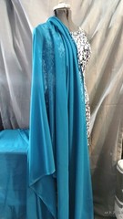 Vintage Teal Open Weave Mock Linen Fabric Heavy Acrylic Polyester Moss Crepe 6Yd