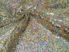 3mm Sequin Fabric Material Stretch Sparking Paillette 120cm Wide Silver Hologram