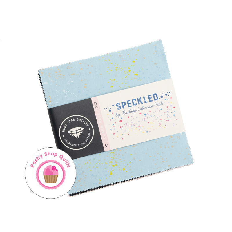 Moda SPECKLED NEW Metallic Ruby Star CHARM PACK 42 Squares –