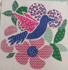 Unbranded panel fabric, patchwork birds & flower print, 1 yard x 106 width
