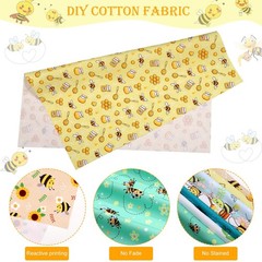 Tatuo 8 Pcs Bee Fabric Honey Pattern Fat 20 x 20 inch, Colorful