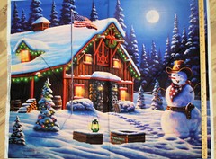 Cowboy Christmas Snowman Western Digital Cotton Fabric Panel 1 Yard #AL5881