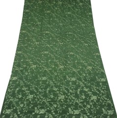 Sushila Vintage Henna Green Sari Remnant Scrap Embroidered Pure Crepe Craft Fabr