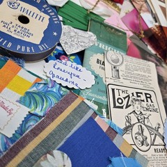 Junk Journal Lot 1Lb Ephemera Card Ribbons Book Page Fabric Button Craft Collage