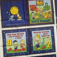 Cranston Print Works Bob The Builder Cotton Fabric Book Panels 19.5″×10″ Each
