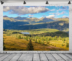 BELECO 7X5Ft Soft Fabric Colorado Mountains Lake Backdrop Pine Trees Forest Land