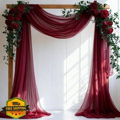 Patioman Burgundy chiffon draping fabric 31.5″x20FT 2-Pack