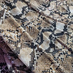 BROWN TAN SNAKE PRINT STRETCH MESH FABRIC 58″ BY THE YARD SEMI SHEER POWER MESH