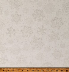 Cotton Silver Metallic Snowflakes Season of Sparkle Fabric Print by Yard D410.20