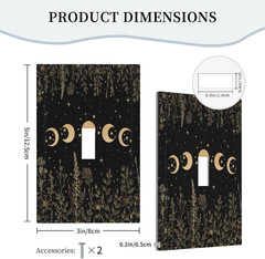 Black Gold Wildflower Plant Moon Starry Sky Floral Botanical Single Toggle Light