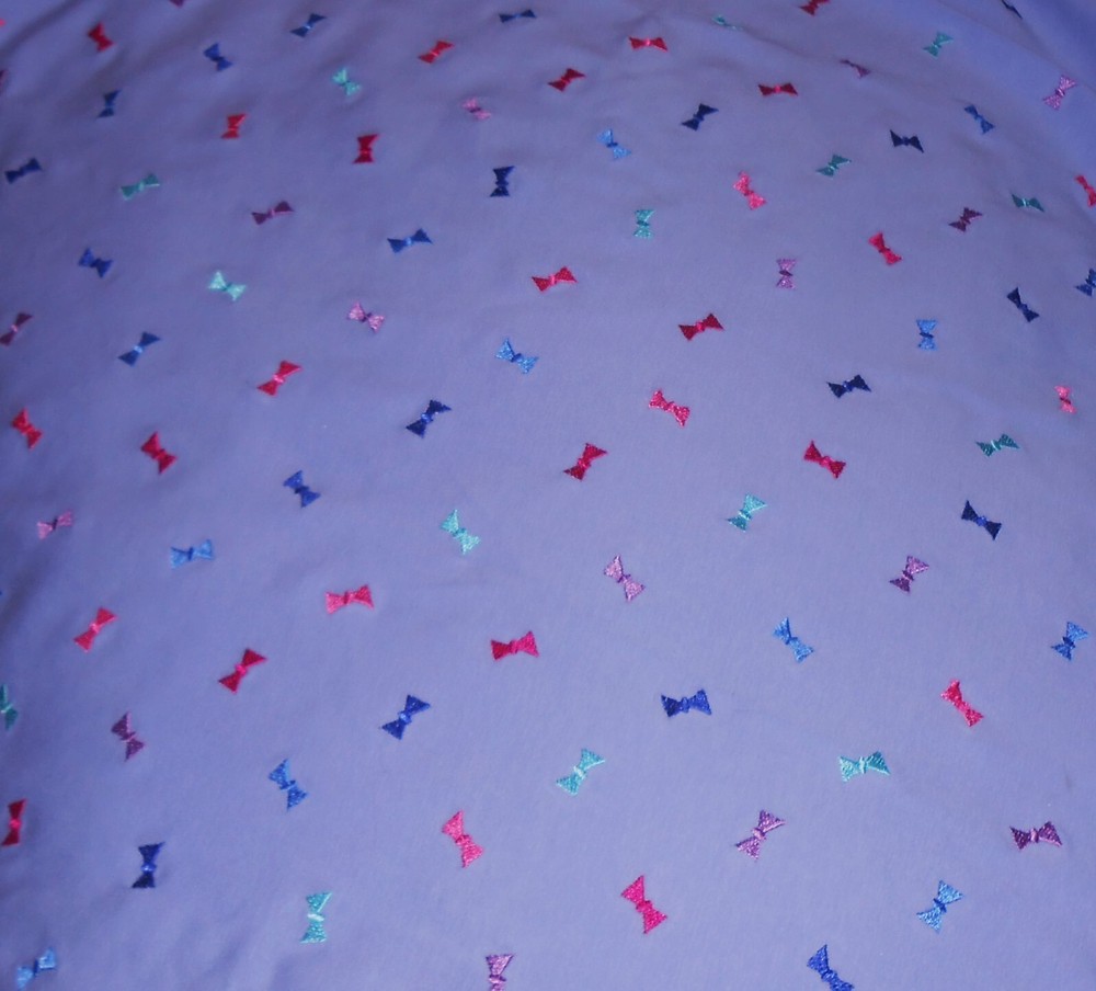 Embroidered Bows Lavender 4 Way Spandex (Please Read) 1 Yard +32″X 60″ Fabric 22