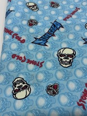 Stone Cold 1999 WWF Fabric 3.5 Yards Vintage White Skulls Blue White Wresting