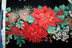 60 INCH WIDE DOUBLE CHRISTMAS FLORAL BORDER BY JOAN KESSLER – 100% COTTON FABRIC