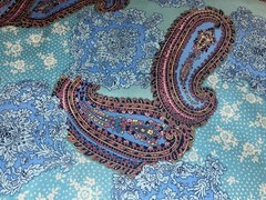 By 1/2 Yd Vintage Paisley Floral Blue Green Pink Cotton Fabric BTHY by JoAnn