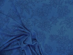 Printed Liverpool Textured Fabric 4 way Stretch Blue Black Floral O212