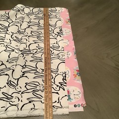 Fabric 100% COTTON Canvas DUCK Sewing Yardage 1 YD + 1 YD Pink Kitties + Bunnys