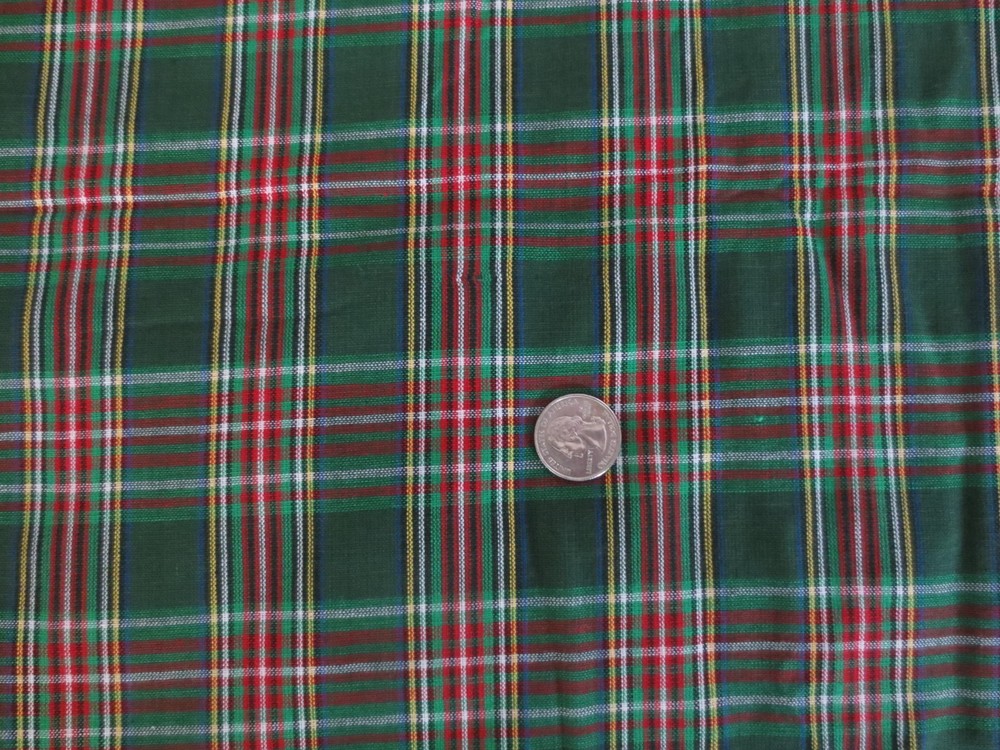 5211 GREEN PLAID HOMESPUN Apparel, Crafts, Quilting COTTON FABRIC-45″x 2.75 yds