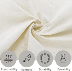 Cotton Muslin Fabric, 63 Inch x 5.5 Yards Muslin Cloth, Natural Unbleached Linen