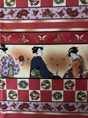 Kona Bay “Geis-11” Asian Print Geishas In A Row Quilting Fabric 3 Yd Piece 44” W