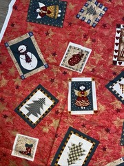 Tis the Season JO-ANN Fabric Christmas Multi-Color Collage on Red 43″ W X 36″ L