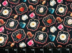 Tina Scrap 9″x21″ Mini Coffee Tea Coco Café Cup Latte Christmas FABRIC COTTON