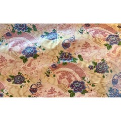 Sold by the yard. Stanley King Studio French Chinoiserie Fan Floral Cotton