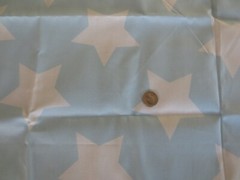 2896. WHITE STARS on BLUE Craft Cotton Blend FABRIC – 43″ x 5/8 Yd.