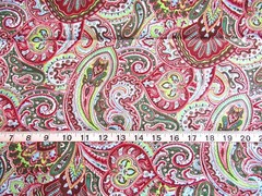 1 1/2 yd x 60″ Cotton Fabric Dark Red Green Blue White Paisley All Over