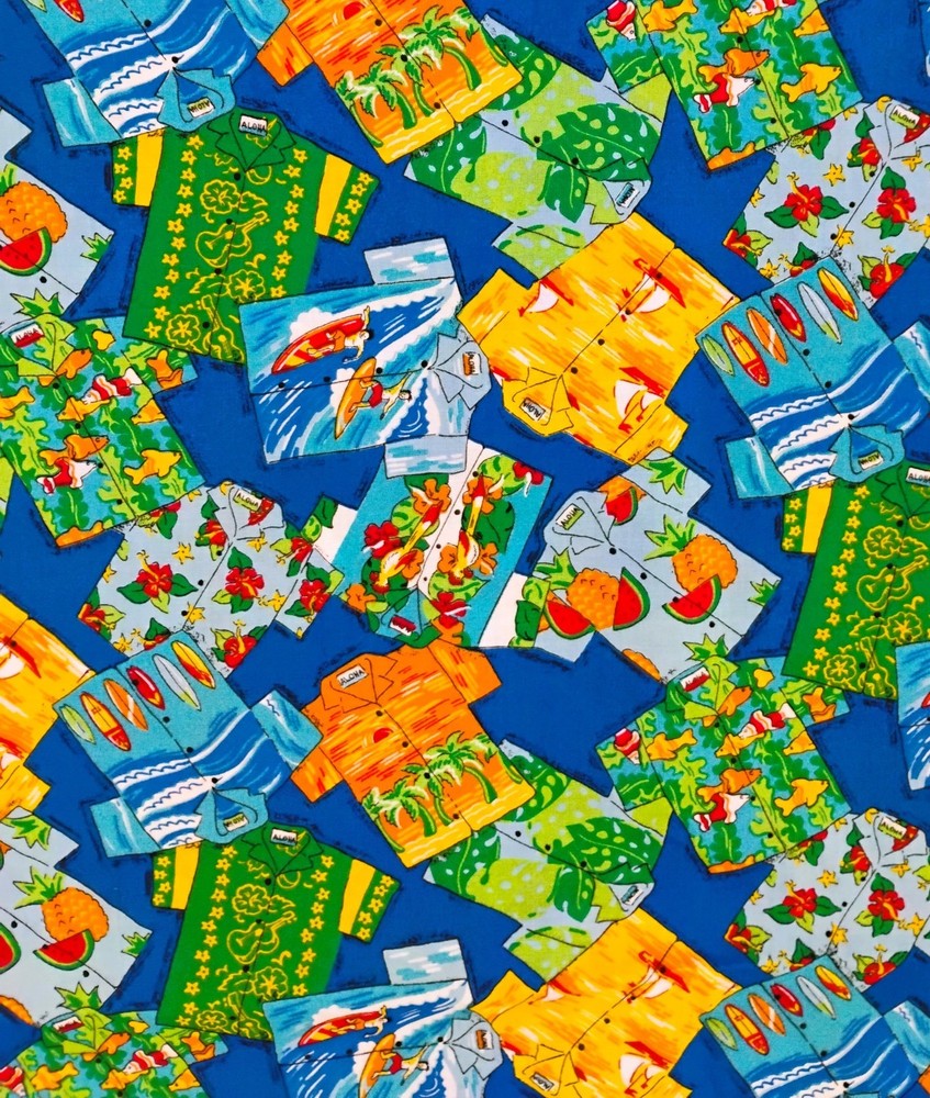 Hawaiian Surfer Shirts Textile Arts & Film Fabric Tropical 2 2/3 yds x 44