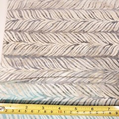 2 Yards Batik Fabric – Aqua Blue, Cream & Gray Feathered Stripes
