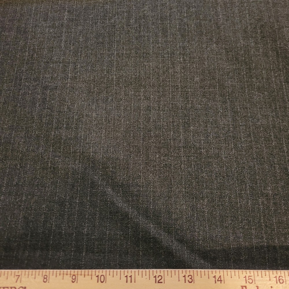 Charcoal Gray Wool Gauze Suiting with Faint Cream Chalk Stripes